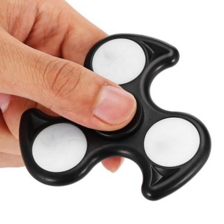 ABS TRIANGLE FIRE WHEEL FIDGET SPINNER WITH LED LIGHT ADHD FOCUS ANXIETY RELIEF TOY (BLACK
