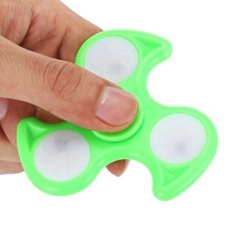ABS TRIANGLE FIRE WHEEL FIDGET SPINNER WITH LED LIGHT ADHD FOCUS ANXIETY RELIEF TOY (GREEN