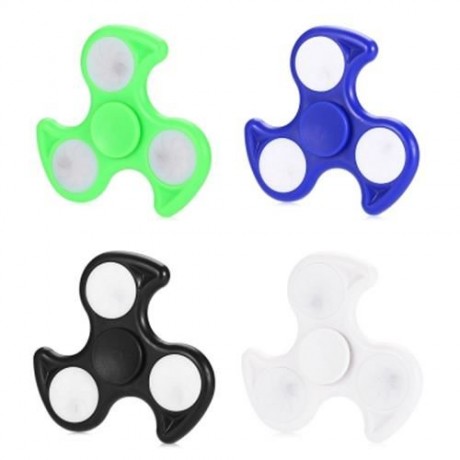 ABS TRIANGLE FIRE WHEEL FIDGET SPINNER WITH LED LIGHT ADHD FOCUS ANXIETY RELIEF TOY (BLUE)