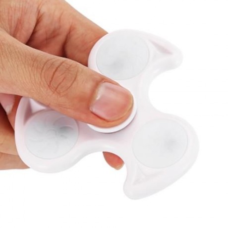 ABS TRIANGLE FIRE WHEEL FIDGET SPINNER WITH LED LIGHT ADHD FOCUS ANXIETY RELIEF TOY (WHITE