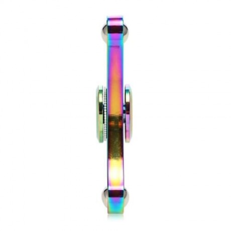STEEL BALL TRIPLE RAINBOW FIDGET SPINNER ZINC ALLOY STRESS RELIEVER TOY (COLORFUL)
