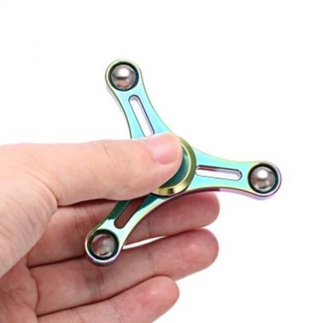 STEEL BALL TRIPLE RAINBOW FIDGET SPINNER ZINC ALLOY STRESS RELIEVER TOY (COLORFUL)