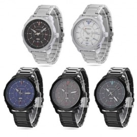 CURREN 8266 MALE QUARTZ WATCH DUAL DATE DISPLAY 3ATM WRISTWATCH (SILVER AND WHITE)