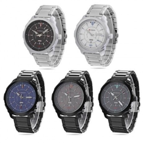 CURREN 8266 MALE QUARTZ WATCH DUAL DATE DISPLAY 3ATM WRISTWATCH (SILVER AND WHITE)