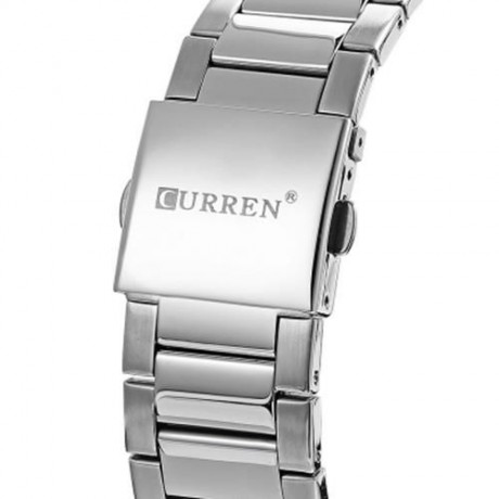 CURREN 8266 MALE QUARTZ WATCH DUAL DATE DISPLAY 3ATM WRISTWATCH (SILVER AND WHITE)