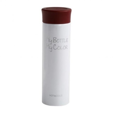 PORTABLE VACUUM INSULATED CUP STAINLESS STEEL TRAVEL MUG (WHITE)