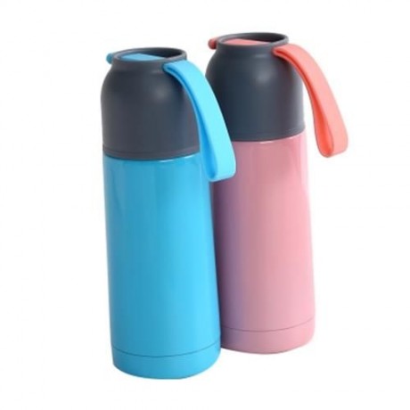 STAINLESS STEEL TRAVEL MUG VACUUM INSULATED CUP WATER BOTTLE (BLUE)