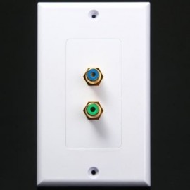 TL - 034 118 MM DOUBLE PORTS RCA  AUDIO VIDEO WALL FACE PANEL (WHITE)