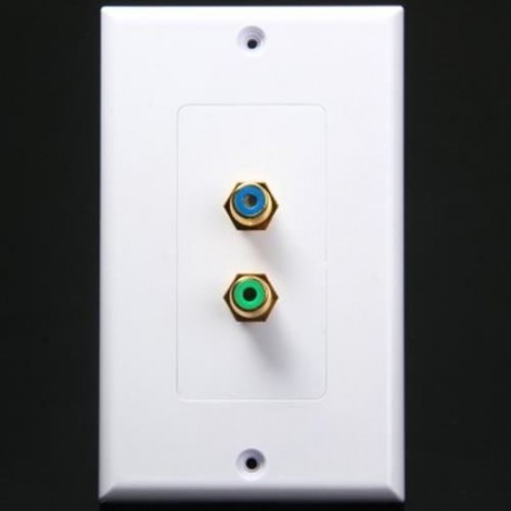 TL - 034 118 MM DOUBLE PORTS RCA  AUDIO VIDEO WALL FACE PANEL (WHITE)