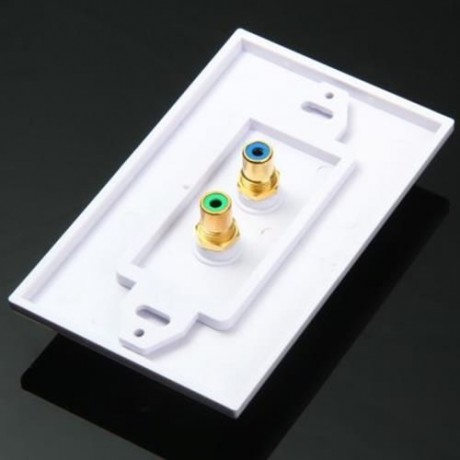TL - 034 118 MM DOUBLE PORTS RCA  AUDIO VIDEO WALL FACE PANEL (WHITE)