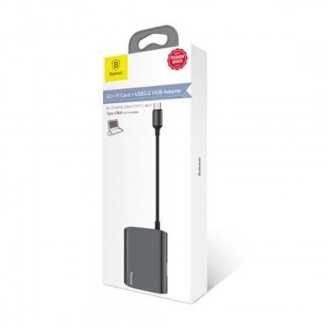 BASEUS ENJOYMENT SERIES SD / TF CARD   USB 2.0 HUB ADAPTER (DEEP GRAY)