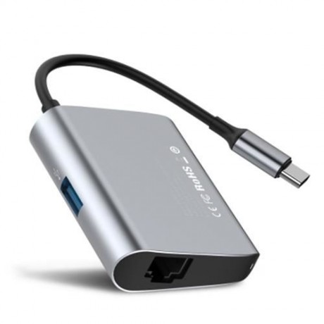 BASEUS ENJOYMENT SERIES RJ45   USB 3.0 INTERFACE HUB ADAPTER (DEEP GRAY)