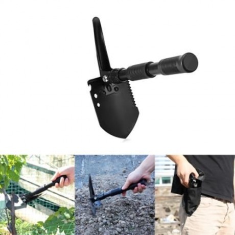 CLEYE OUTDOOR MINI PORTABLE FOLDING PICK SHOVEL (BLACK)