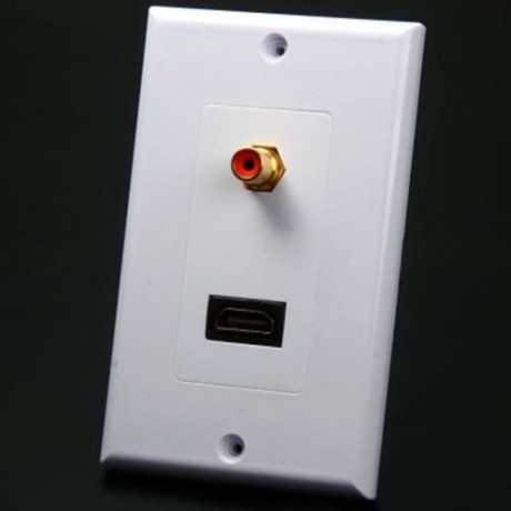 TL - 036 118 MM RCA HDMI AUDIO VIDEO WALL FACE PANEL WITH RECTANGLE SHAPE (WHITE)