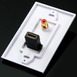 TL - 036 118 MM RCA HDMI AUDIO VIDEO WALL FACE PANEL WITH RECTANGLE SHAPE (WHITE)
