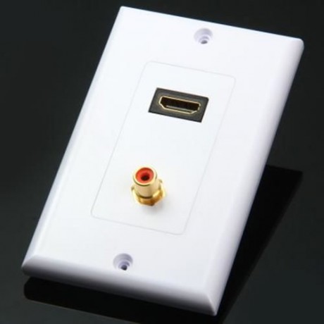 TL - 036 118 MM RCA HDMI AUDIO VIDEO WALL FACE PANEL WITH RECTANGLE SHAPE (WHITE)