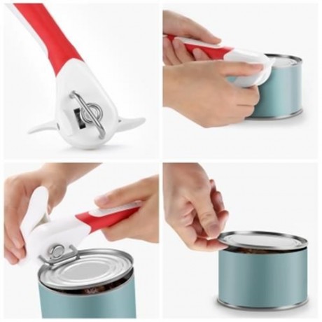 STAINLESS STEEL MANUAL CAN OPENER (RED WITH WHITE)