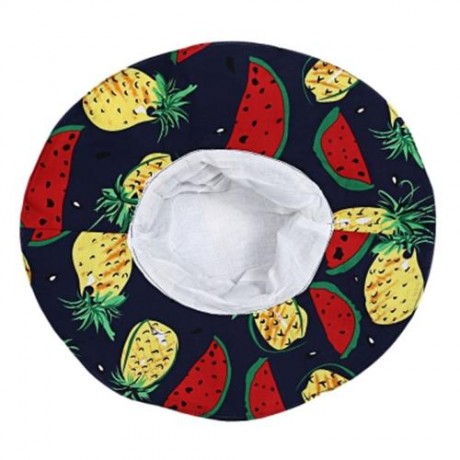 KIMOCAT 2PCS GIRLS RUFFLE WATERMELON PINEAPPLE PRINT DRESS HAT (CERULEAN)