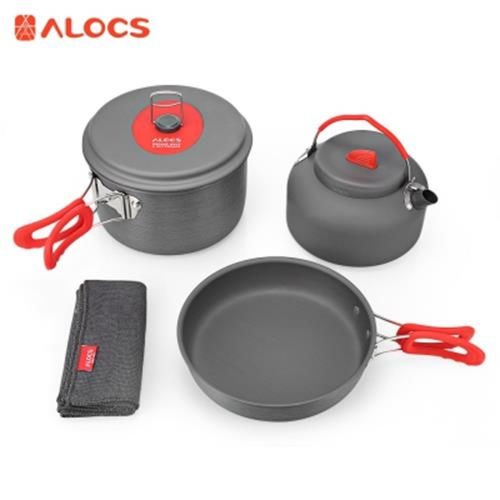 ALOCS CW - C19T ALUMINA ULTRALIGHT 2 - 3 PEOPLE COOKWARE SET (BLACK)