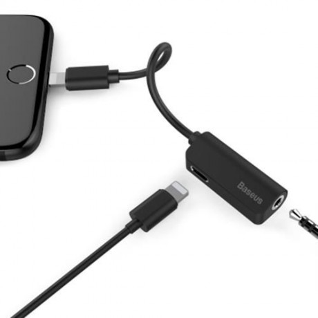 BASEUS L32 8 PIN TO 3.5MM AUDIO ADAPTER FOR IPHONE 7 / 7 PLUS (BLACK)