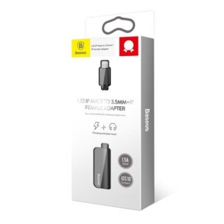BASEUS L32 8 PIN TO 3.5MM AUDIO ADAPTER FOR IPHONE 7 / 7 PLUS (BLACK)