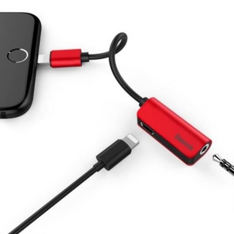 BASEUS L32 8 PIN TO 3.5MM AUDIO ADAPTER FOR IPHONE 7 / 7 PLUS (RED)