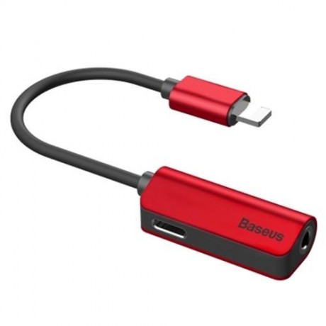 BASEUS L32 8 PIN TO 3.5MM AUDIO ADAPTER FOR IPHONE 7 / 7 PLUS (RED)