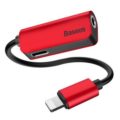 BASEUS L32 8 PIN TO 3.5MM AUDIO ADAPTER FOR IPHONE 7 / 7 PLUS (RED)