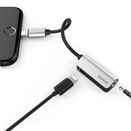BASEUS L32 8 PIN TO 3.5MM AUDIO ADAPTER FOR IPHONE 7 / 7 PLUS (SILVER AND BLACK)