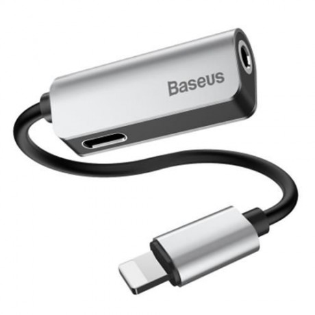 BASEUS L32 8 PIN TO 3.5MM AUDIO ADAPTER FOR IPHONE 7 / 7 PLUS (SILVER AND BLACK)