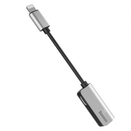 BASEUS L32 8 PIN TO 3.5MM AUDIO ADAPTER FOR IPHONE 7 / 7 PLUS (SILVER AND BLACK)
