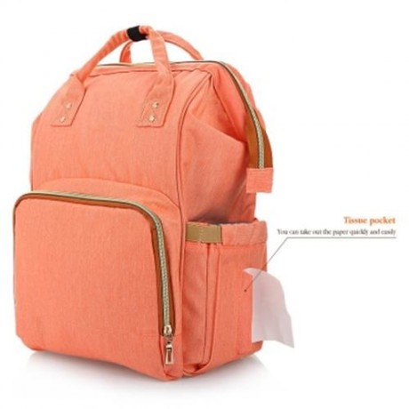 ALL IN ONE PRACTICAL BABY DIAPER BAG WITH SEPARATE POCKET (ORANGEPINK)