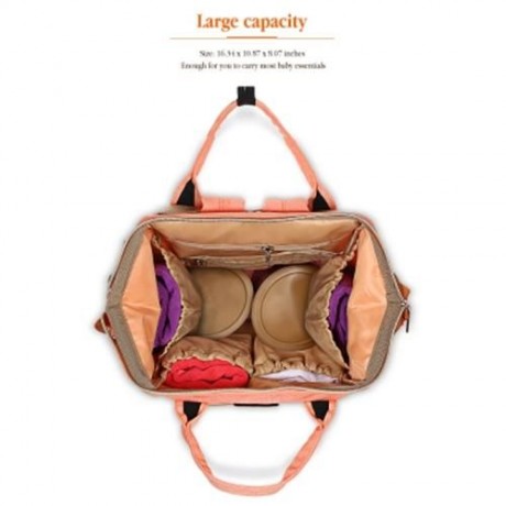 ALL IN ONE PRACTICAL BABY DIAPER BAG WITH SEPARATE POCKET (ORANGEPINK)
