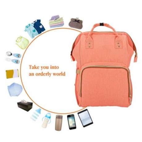 ALL IN ONE PRACTICAL BABY DIAPER BAG WITH SEPARATE POCKET (ORANGEPINK)