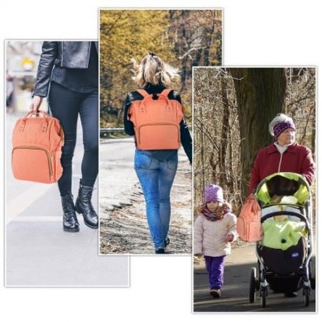 ALL IN ONE PRACTICAL BABY DIAPER BAG WITH SEPARATE POCKET (ORANGEPINK)