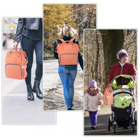 Portable Multi-function Baby Diaper Bag for Travel (ORANGEPINK)