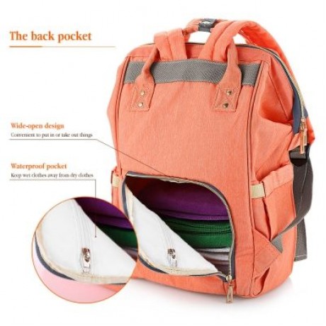 Portable Multi-function Baby Diaper Bag for Travel (ORANGEPINK)