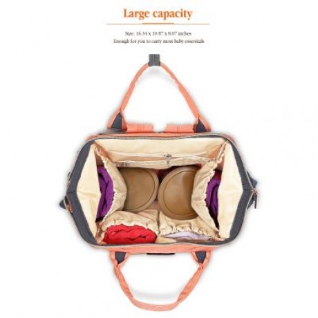 Portable Multi-function Baby Diaper Bag for Travel (ORANGEPINK)