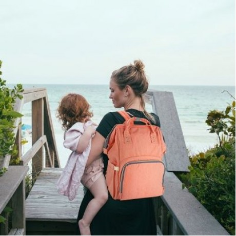 Portable Multi-function Baby Diaper Bag for Travel (ORANGEPINK)