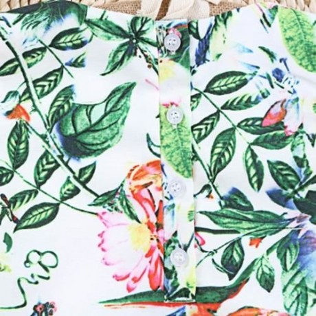 KIMOCAT CUTE PLANT PRINTED SHORT SLEEVE A LINE DRESS FOR GIRLS (COLORMIX)