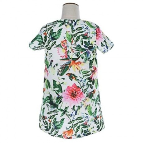 KIMOCAT CUTE PLANT PRINTED SHORT SLEEVE A LINE DRESS FOR GIRLS (COLORMIX)