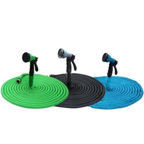 TALL TOP EXPANDABLE GARDEN HOSE PIPE WITH 8 IN 1 SPRAY GUN (GREEN)