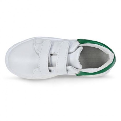 CASUAL PU LEATHER HOOK AND LOOP PATCHWORK KID\'S SNEAKERS (WHITE AND GREEN)