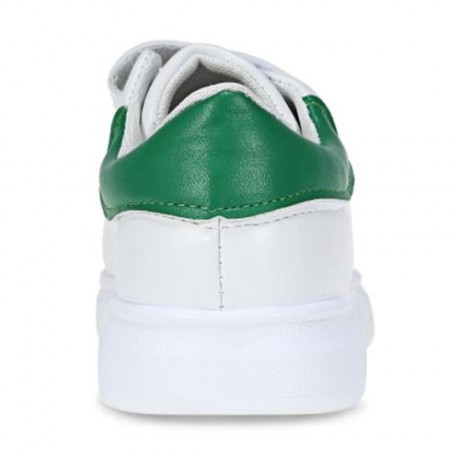 CASUAL PU LEATHER HOOK AND LOOP PATCHWORK KID\'S SNEAKERS (WHITE AND GREEN)