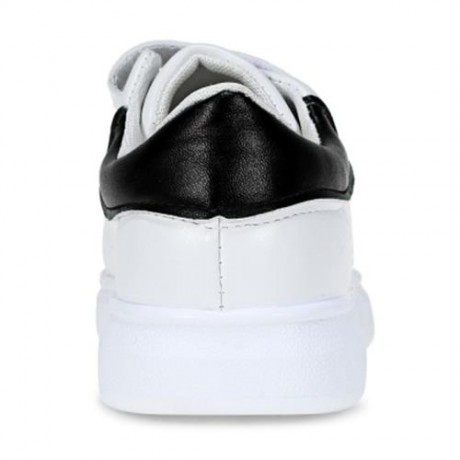 CASUAL PU LEATHER HOOK AND LOOP PATCHWORK KID\'S SNEAKERS (WHITE AND BLACK)