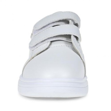 CASUAL PU LEATHER HOOK AND LOOP PATCHWORK KID\'S SNEAKERS (WHITE AND BLACK)