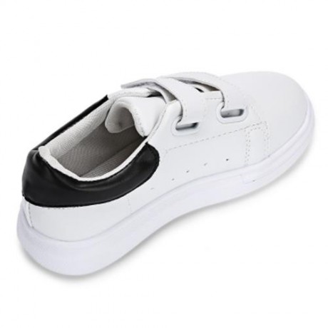 CASUAL PU LEATHER HOOK AND LOOP PATCHWORK KID\'S SNEAKERS (WHITE AND BLACK)