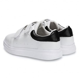 CASUAL PU LEATHER HOOK AND LOOP PATCHWORK KID\'S SNEAKERS (WHITE AND BLACK)