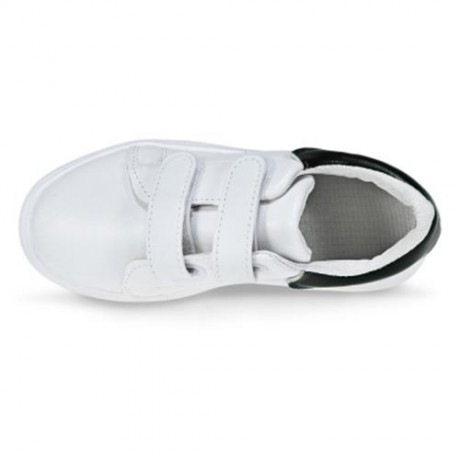CASUAL PU LEATHER HOOK AND LOOP PATCHWORK KID\'S SNEAKERS (WHITE AND BLACK)