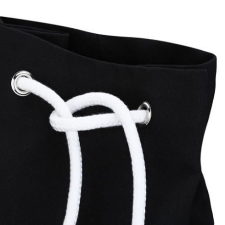 DRAWSTRING CANVAS BUCKET GYM BAG PORTABLE BACKPACK FOR MEN (BLACK)